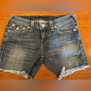 True Religion Mid Cut Off Shorts. Sz 28. Gently worn.